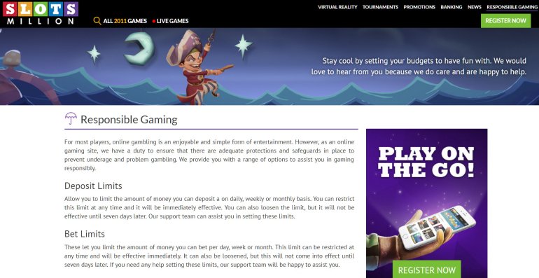  Slots Million verantwortungsvoll spielen